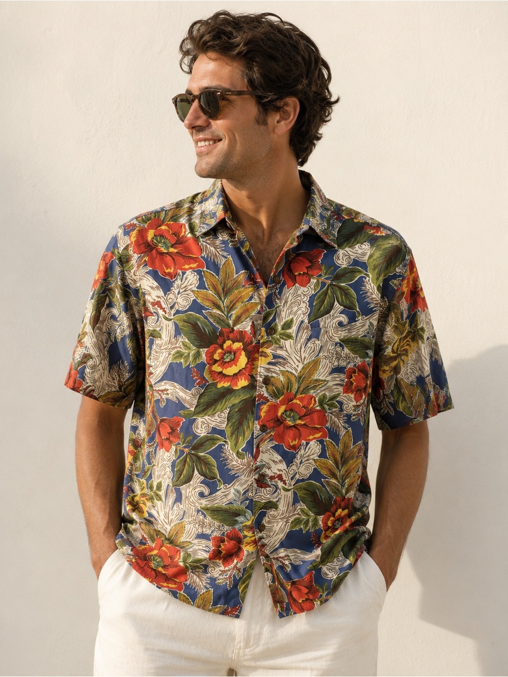 Vintage Reyn Spooner Hawaiian Button Up Floral Preppy Resort Tropical Vacation